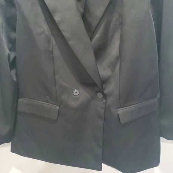 A New Day Black Satin Double Breasted Blazer Jacket New With Tag  Large - Picture 6 of 14